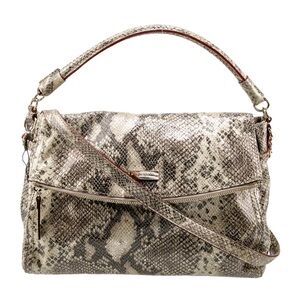 Kate Spade Metallic Two Tone Python Embossed Leather Top Handle Bag💚🤎